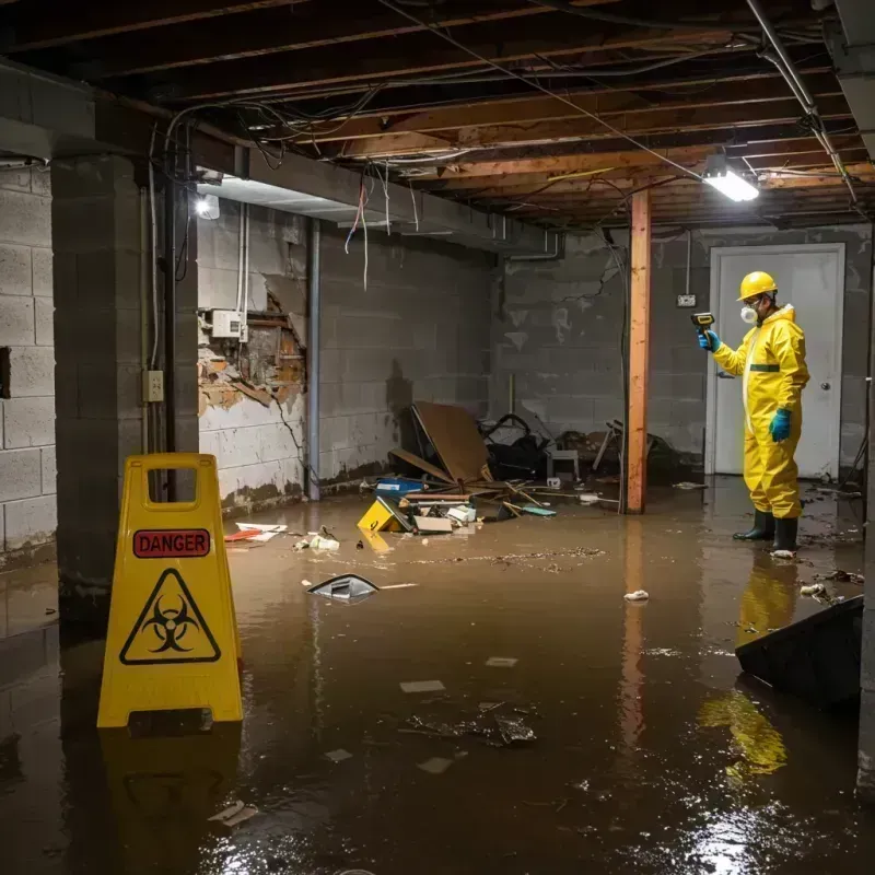 Flooded Basement Electrical Hazard in Oglesby, IL Property